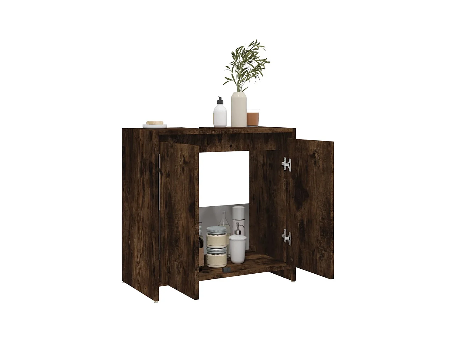 Armoire de bain Chêne fumé 60x33x61 cm Bois d'ingénierie FR67039