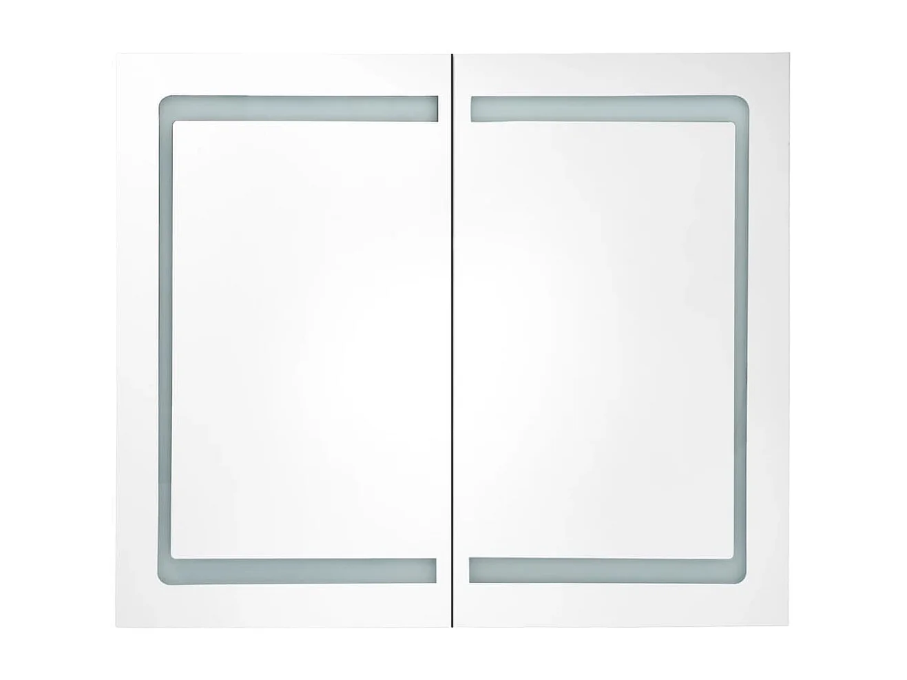 Armoire de salle de bain à miroir à LED Blanc et chêne FR13617