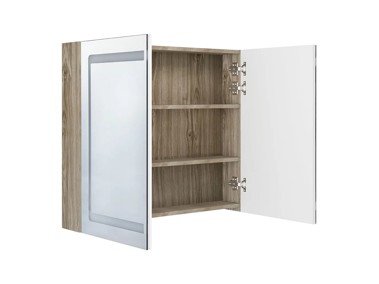 Armoire de salle de bain à miroir à LED Blanc et chêne FR13617
