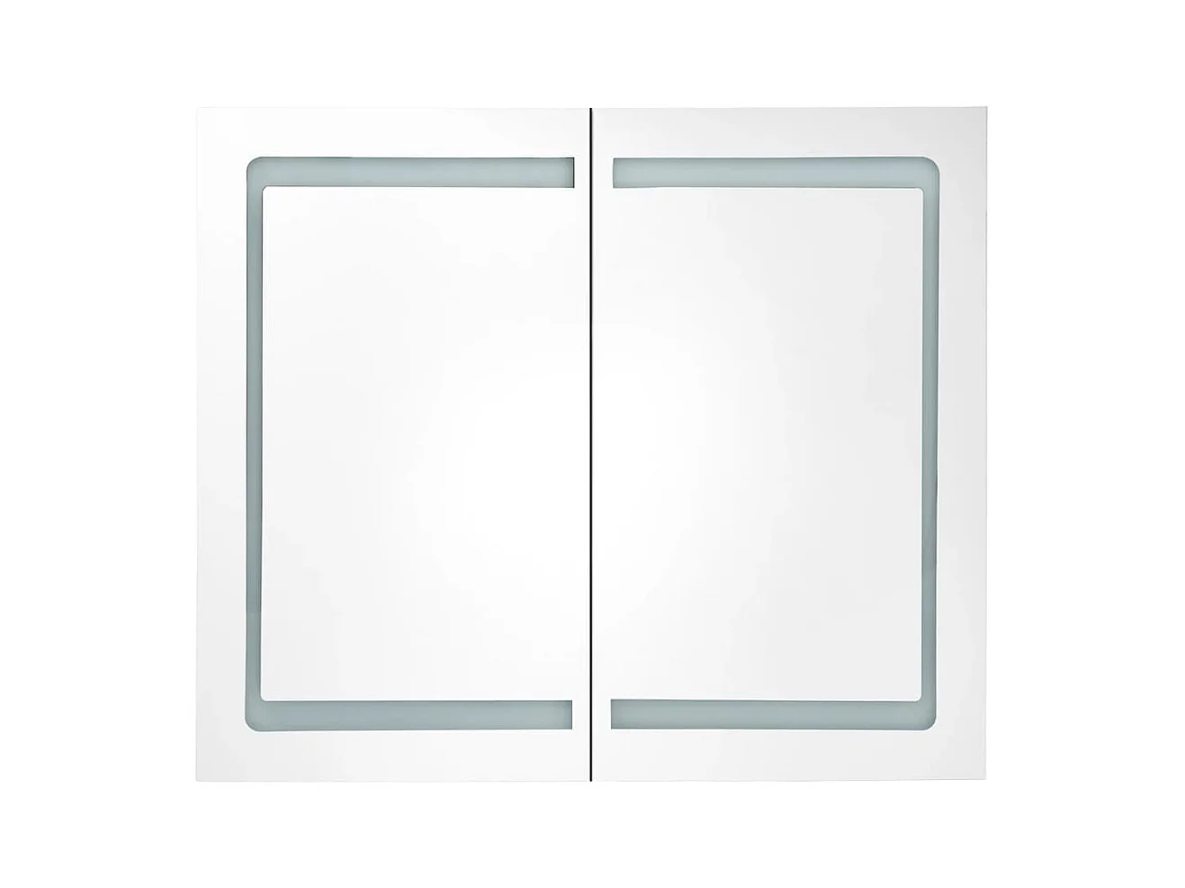 Armoire de salle de bain à miroir à LED Blanc et chêne FR13617