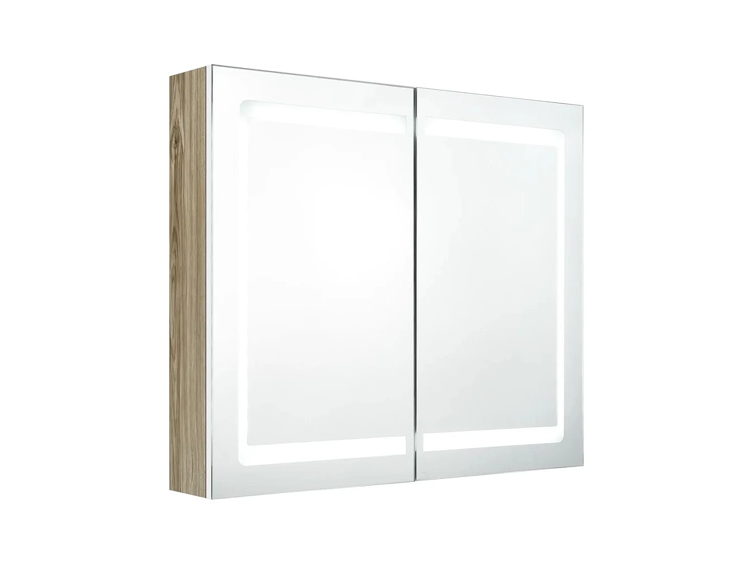 Armoire de salle de bain à miroir à LED Blanc et chêne FR13617