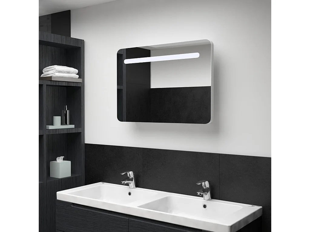 Armoire de salle de bain à miroir LED 80x9,5x55 cm FR40899