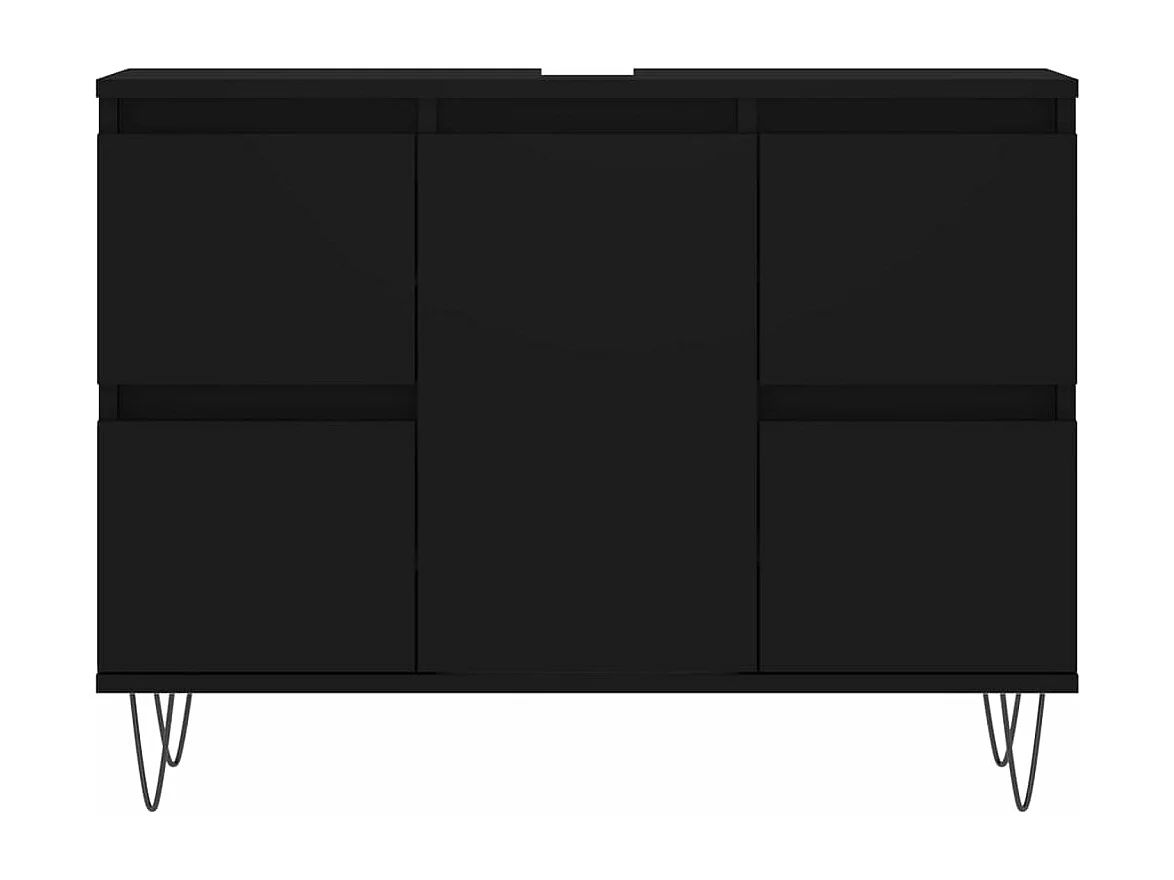 Armário de casa de banho 80x33x60 cm derivados de madeira preto PT236920