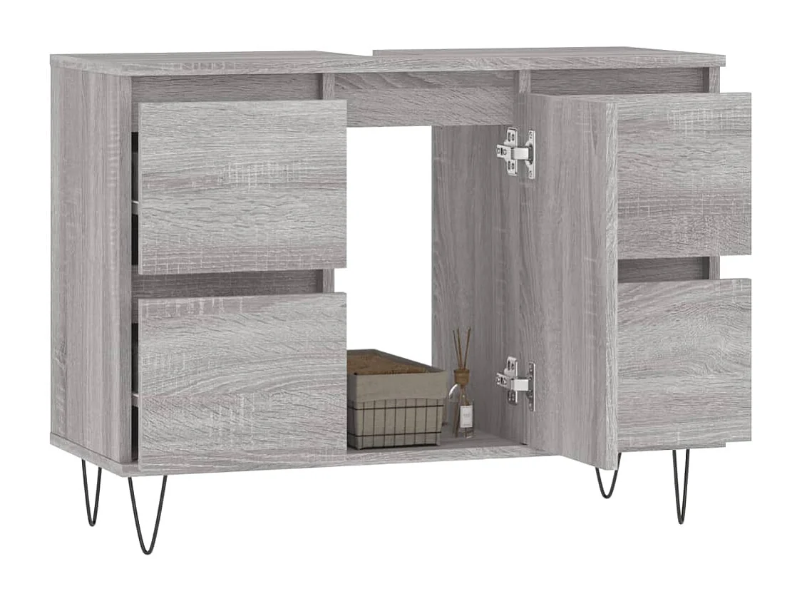 Mueble de baño madera de ingeniería gris Sonoma 80x33x60 cm ES721134