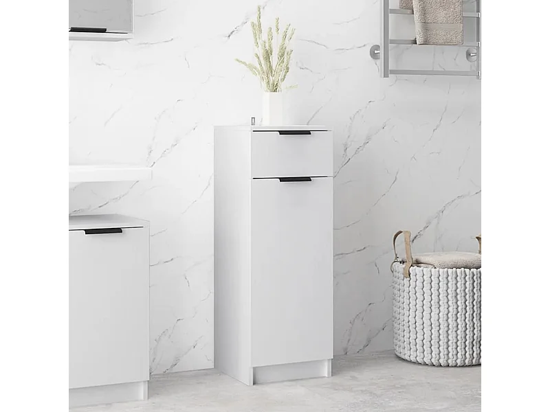 Armario de baño madera contrachapada blanco 32x34x90 cm ES205001