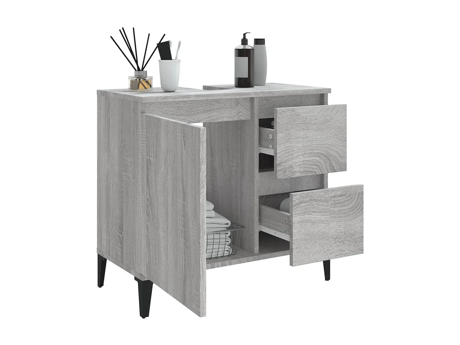 Armoire de bain sonoma gris 65x33x60 cm bois d'ingénierie FR28431