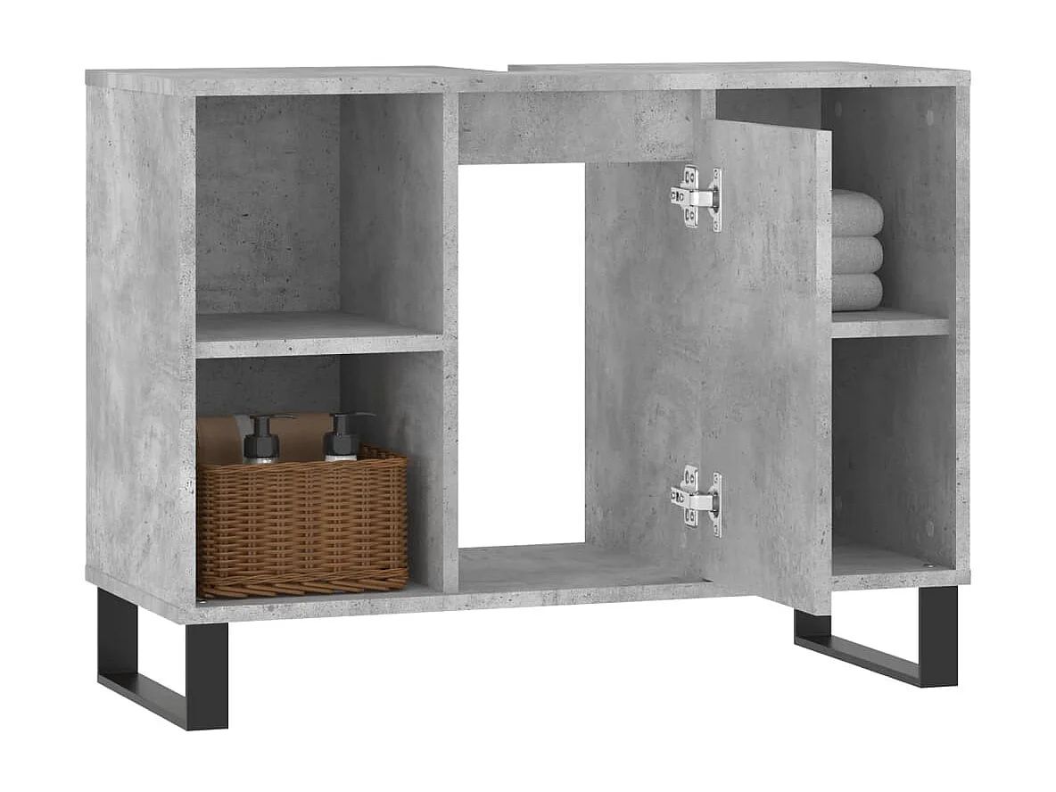Mueble de baño madera de ingeniería gris hormigón 80x33x60 cm ES640421
