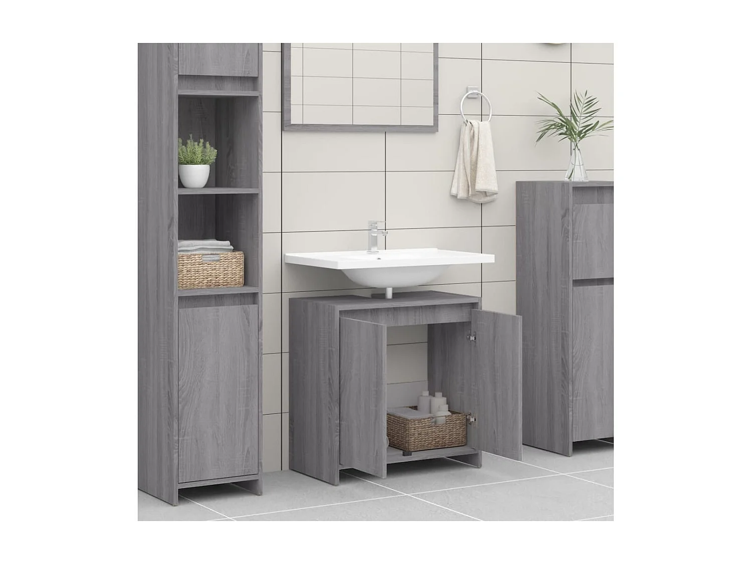 Armoire de bain Sonoma gris 60x33x61 cm Bois d'ingénierie FR55168