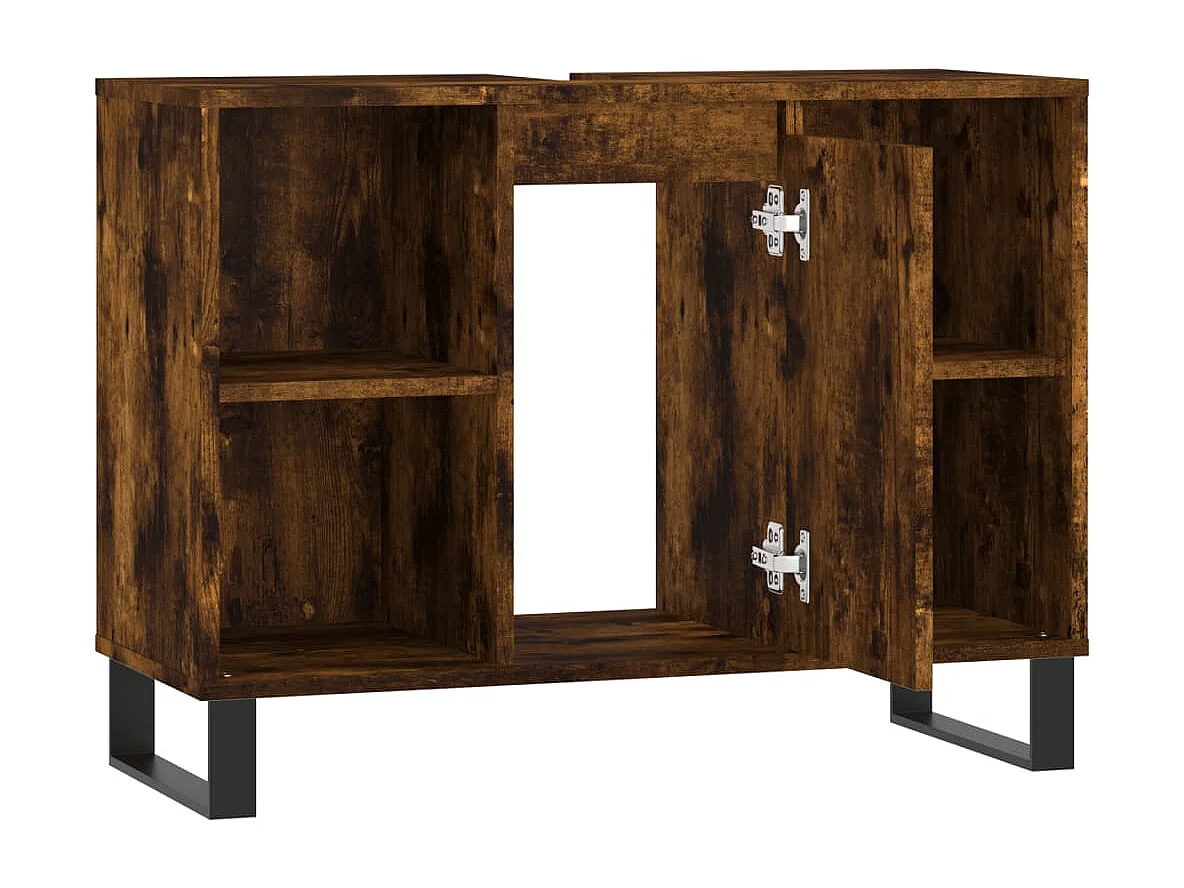 Armoire salle de bain chêne fumé 80x33x60cm bois d'ingénierie FR54832