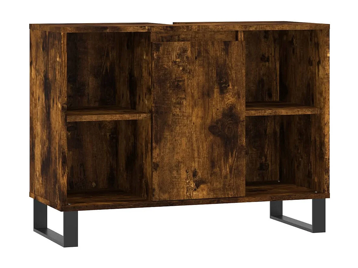 Badkamerkast 80x33x60 cm bewerkt hout gerookt eikenkleurig BE634317