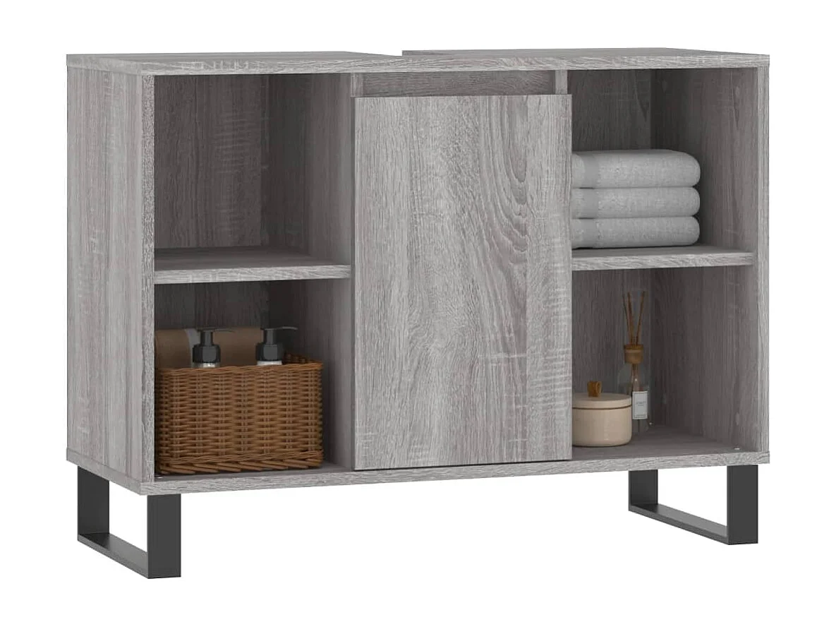 Armoire salle de bain sonoma gris 80x33x60 cm bois d'ingénierie FR17828