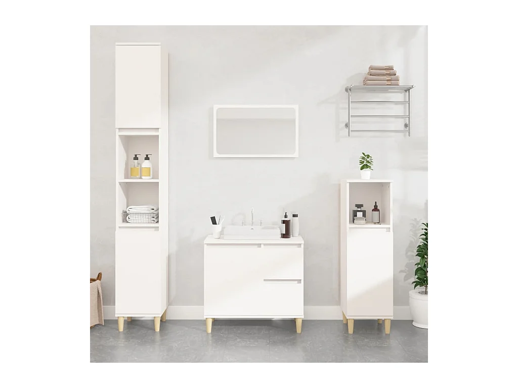 Armoire de salle de bain blanc 65x33x60 cm bois d'ingénierie FR41867