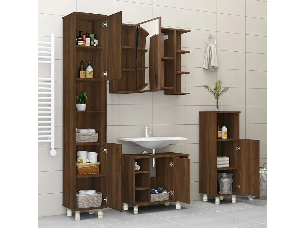 Armoire de bain Chêne marron 30x30x95 cm Bois d'ingénierie FR76159