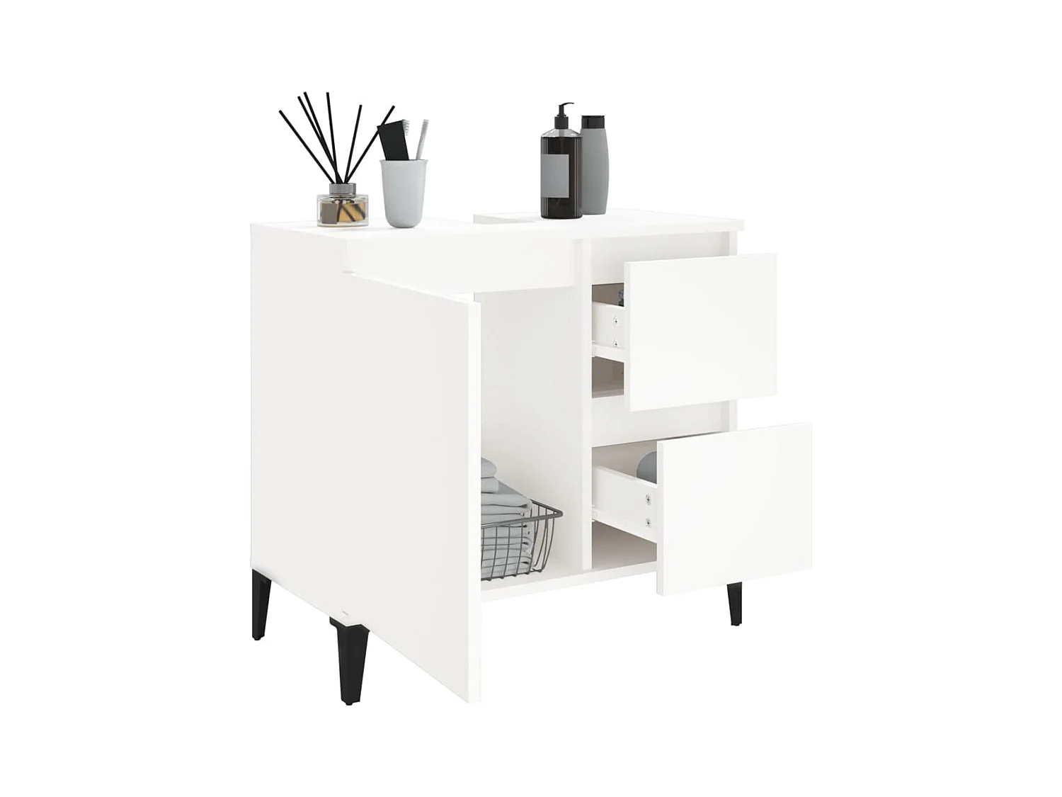 Armario de baño madera contrachapada blanco 65x33x60 cm ES134463