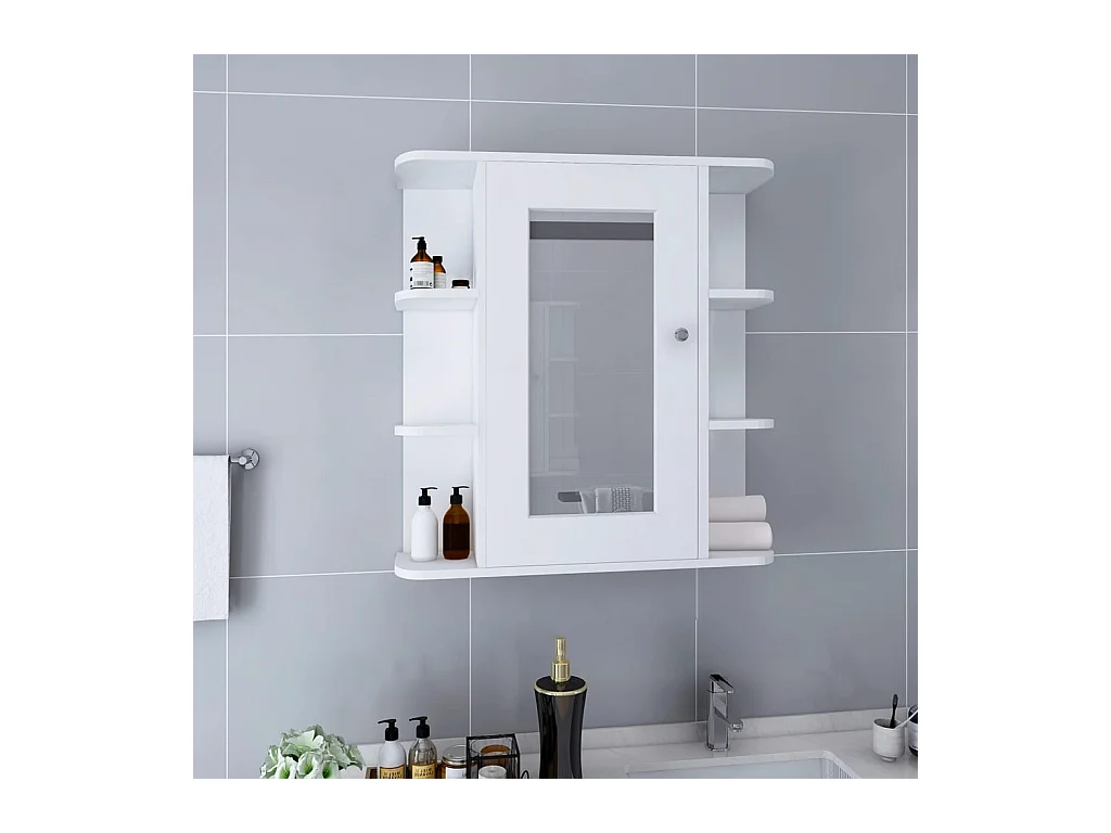 Armoire à miroir de salle de bain Blanc 66x17x63 cm MDF FR96970