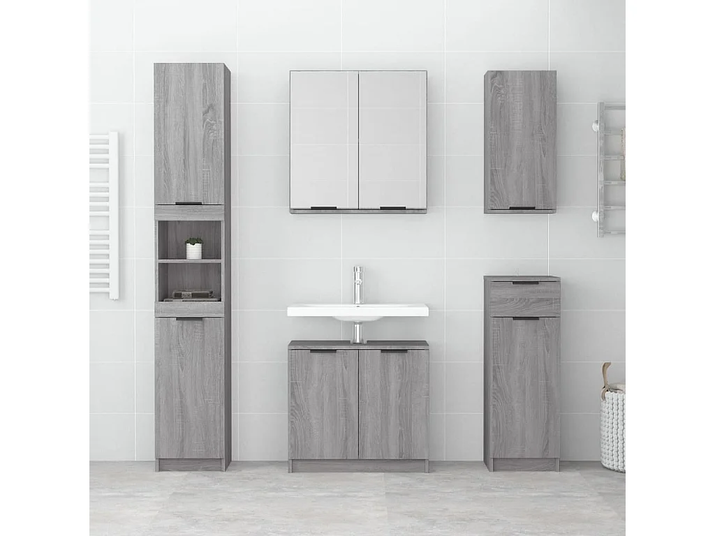 Armario de baño madera contrachapada gris Sonoma 64,5x33,5x59cm ES901763