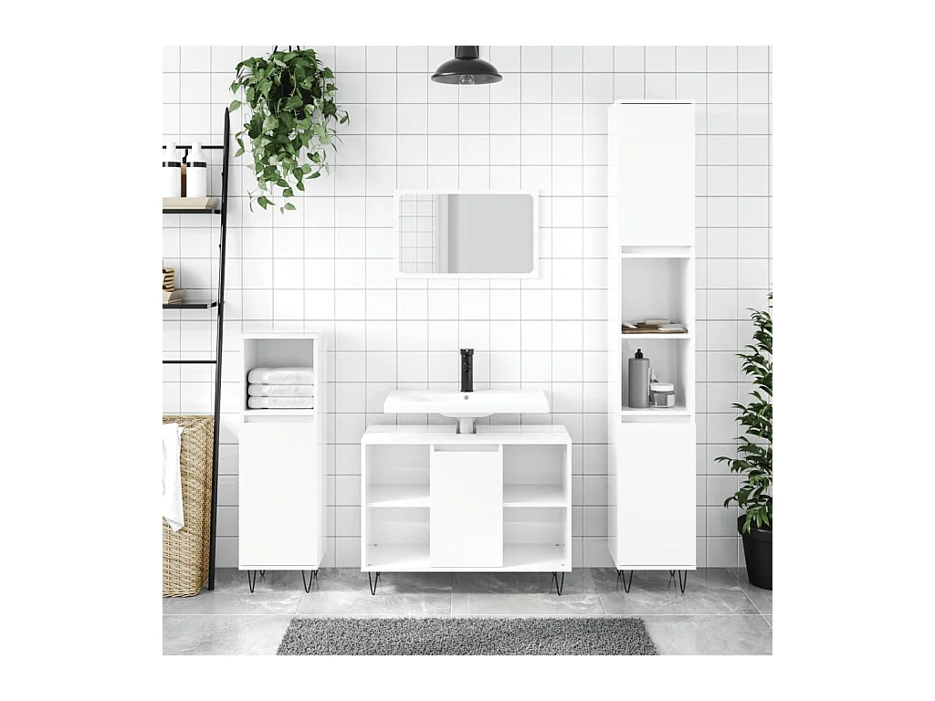 Armoire de salle de bain blanc brillant 80x33x60 cm FR76930