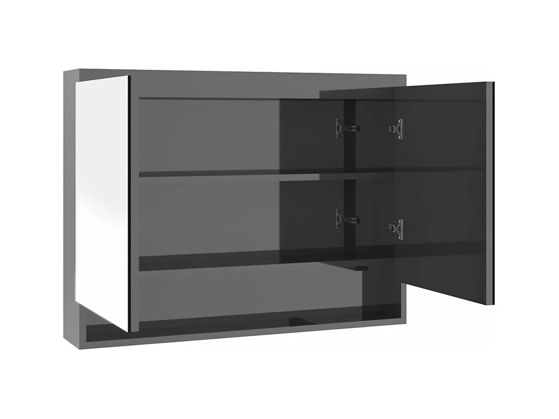 Armario de baño con espejo MDF gris brillante 80x15x60 cm ES278709