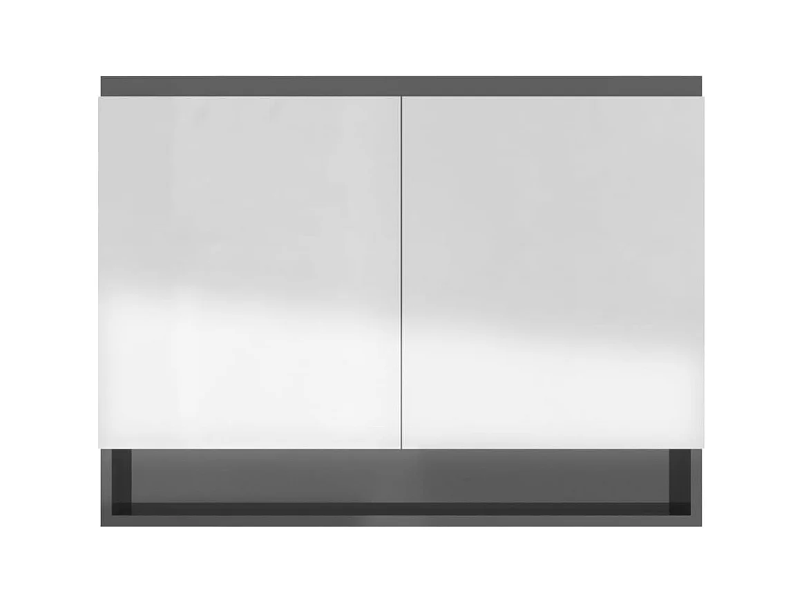 Armario de baño con espejo MDF gris brillante 80x15x60 cm ES278709