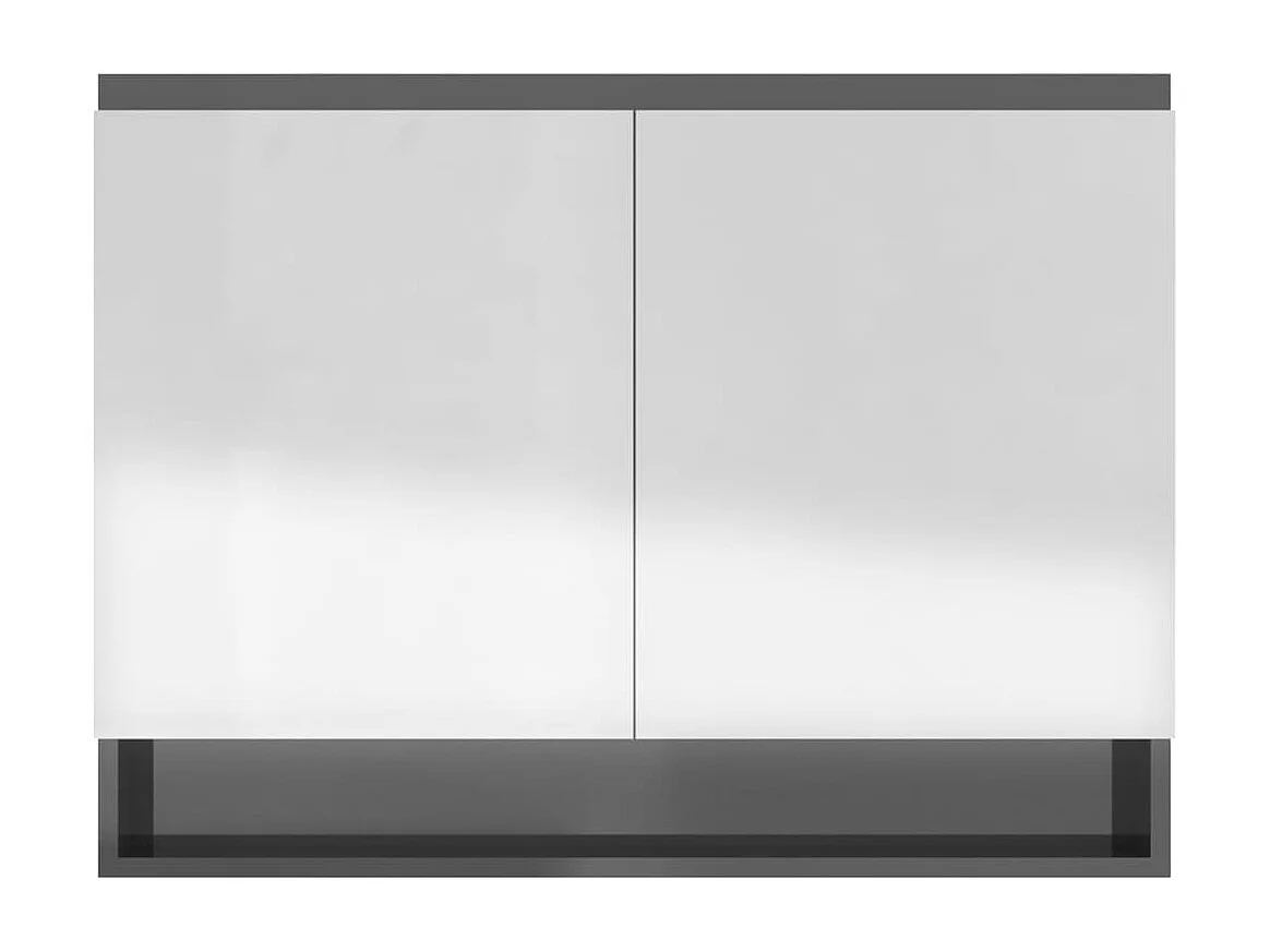 Badkamerkast met spiegel 80x15x60 cm MDF glanzend grijs BE666819