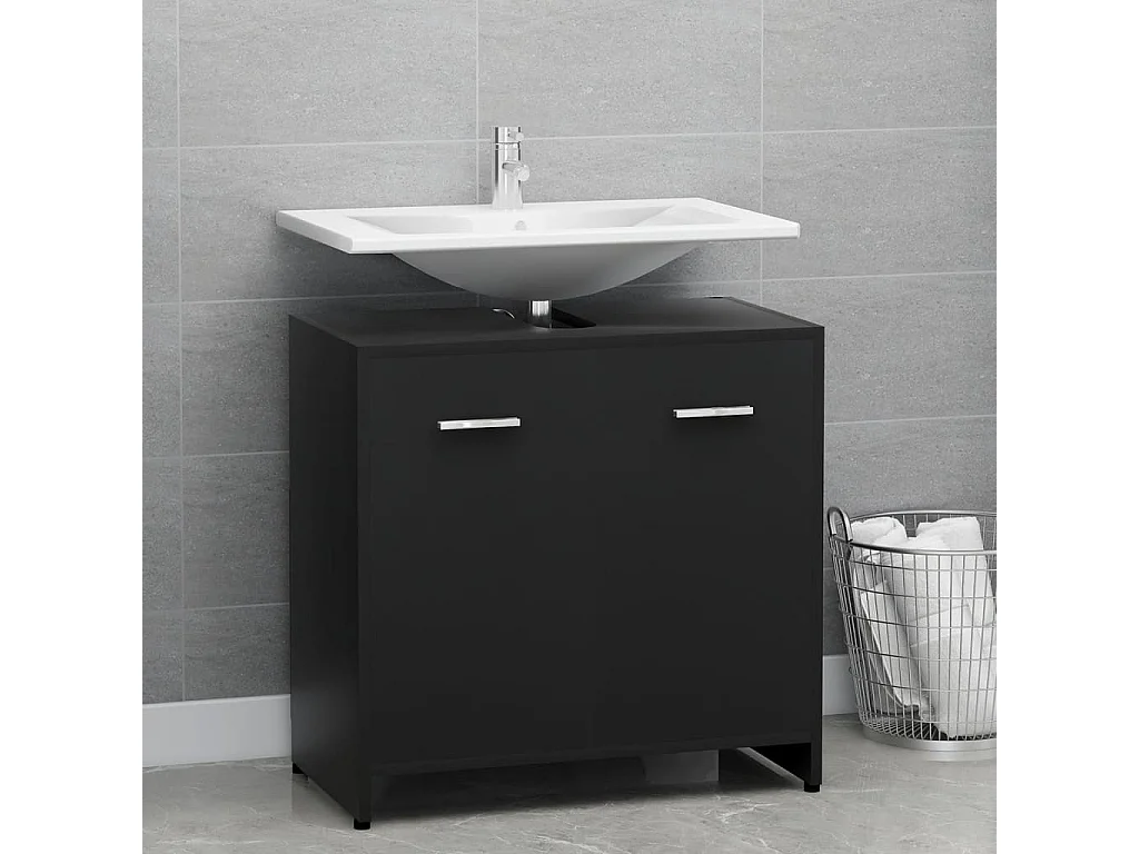 Armoire de salle de bain Noir 60x33x61 cm Aggloméré FR38181
