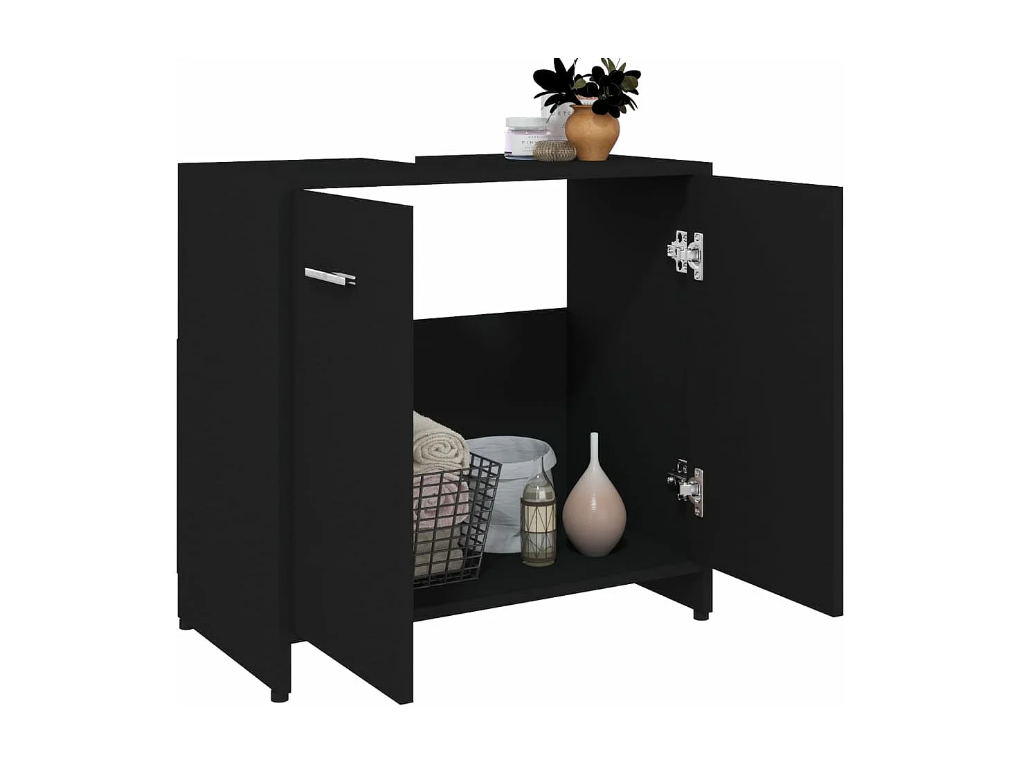 Armoire de salle de bain Noir 60x33x61 cm Aggloméré FR38181