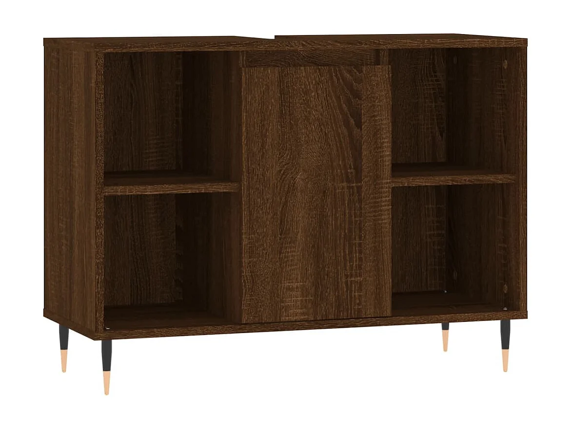 Armoire salle de bain chêne marron 80x33x60cm bois d'ingénierie FR41269