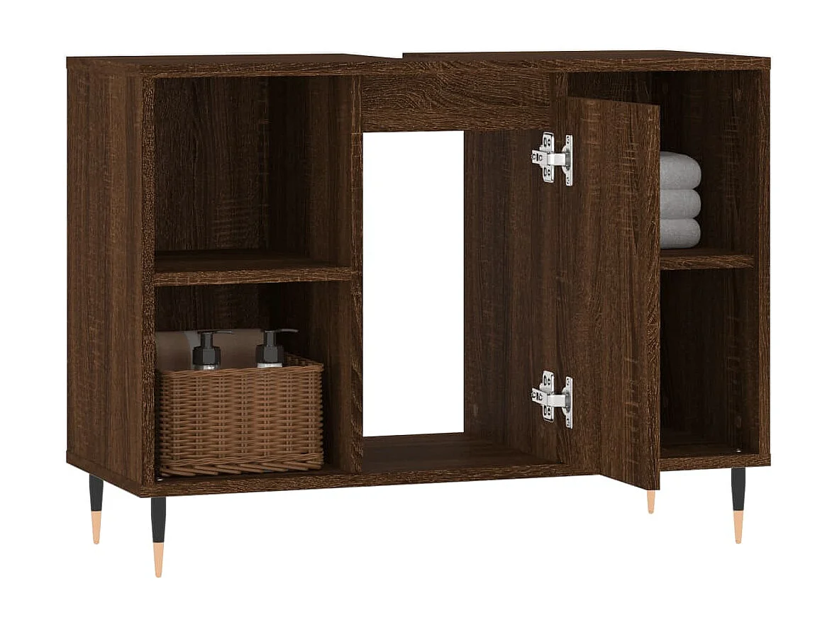 Armoire salle de bain chêne marron 80x33x60cm bois d'ingénierie FR41269