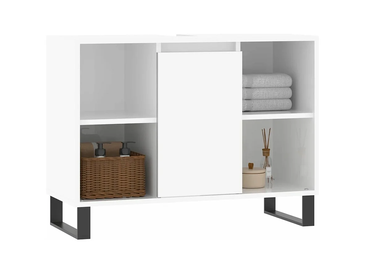 Armoire de salle de bain blanc brillant 80x33x60 cm FR36481