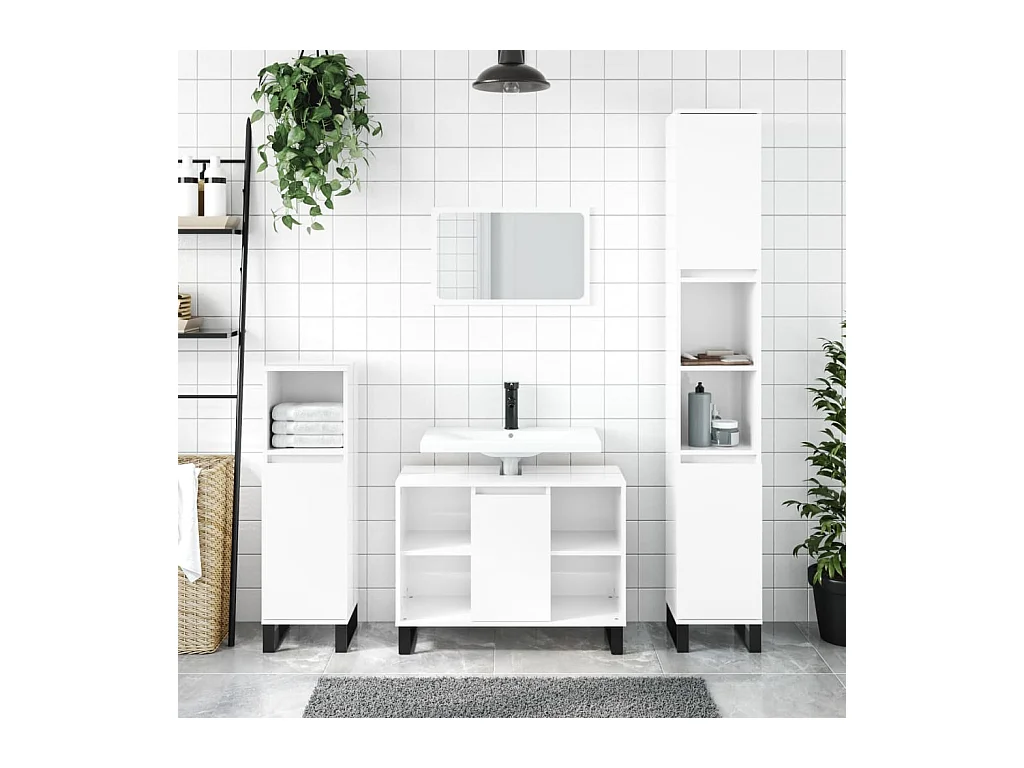 Armoire de salle de bain blanc brillant 80x33x60 cm FR36481