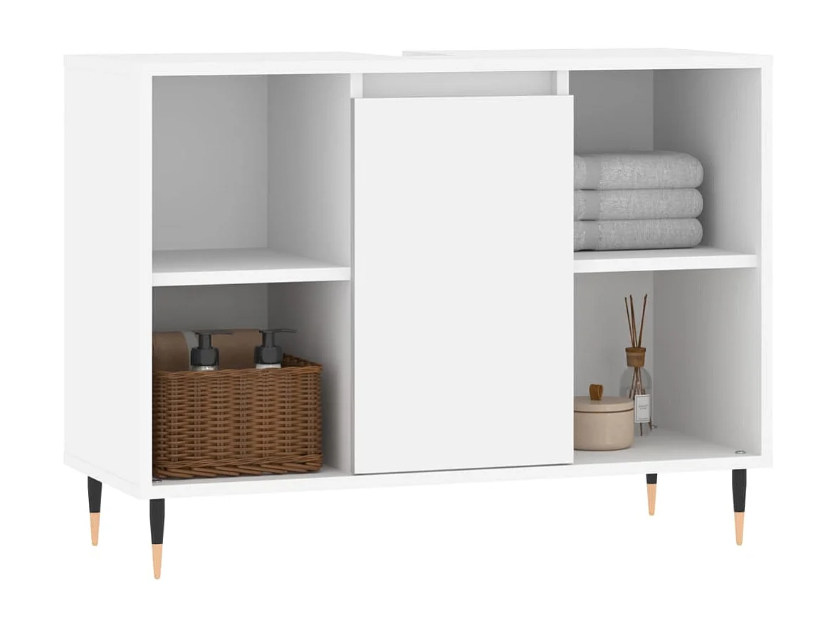 Armoire de salle de bain blanc 80x33x60 cm bois d'ingénierie FR17506