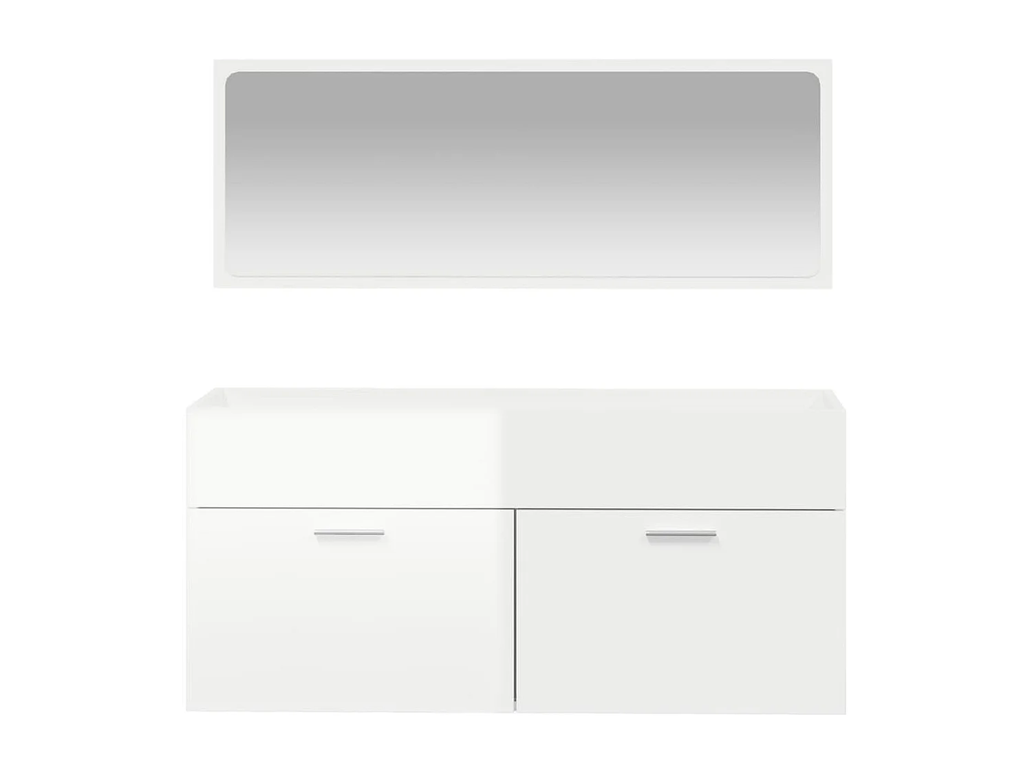 Armoire de bain avec miroir blanc brillant bois d'ingénierie FR40159