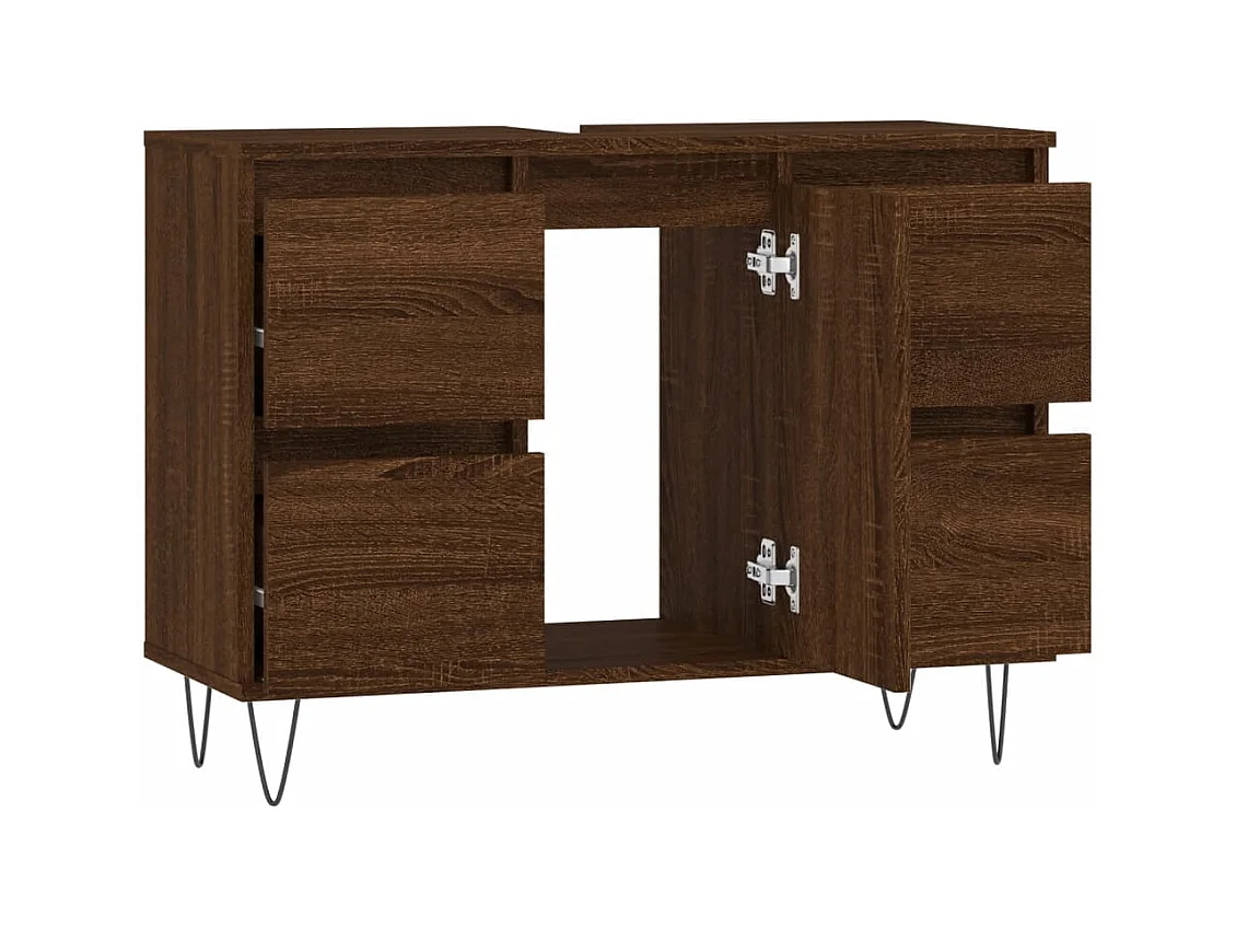 Armoire salle de bain chêne marron 80x33x60cm bois d'ingénierie FR75002