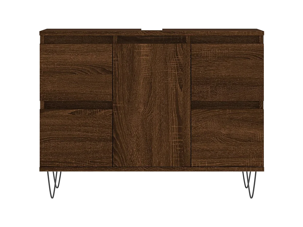 Armoire salle de bain chêne marron 80x33x60cm bois d'ingénierie FR75002