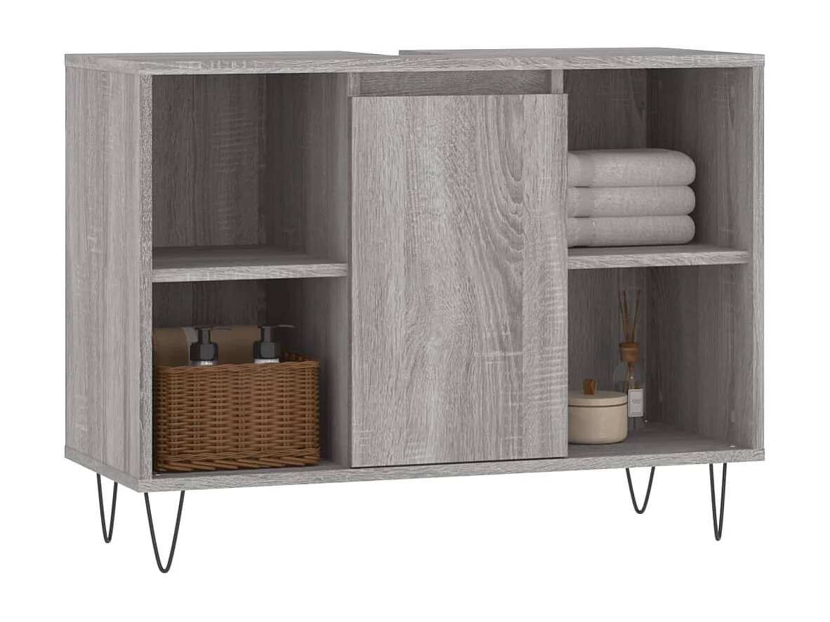 Armoire salle de bain sonoma gris 80x33x60 cm bois d'ingénierie FR18269