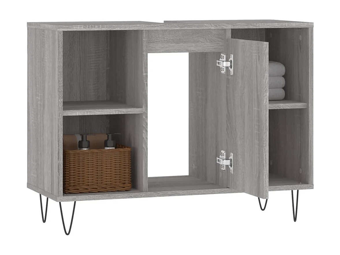 Armoire salle de bain sonoma gris 80x33x60 cm bois d'ingénierie FR18269