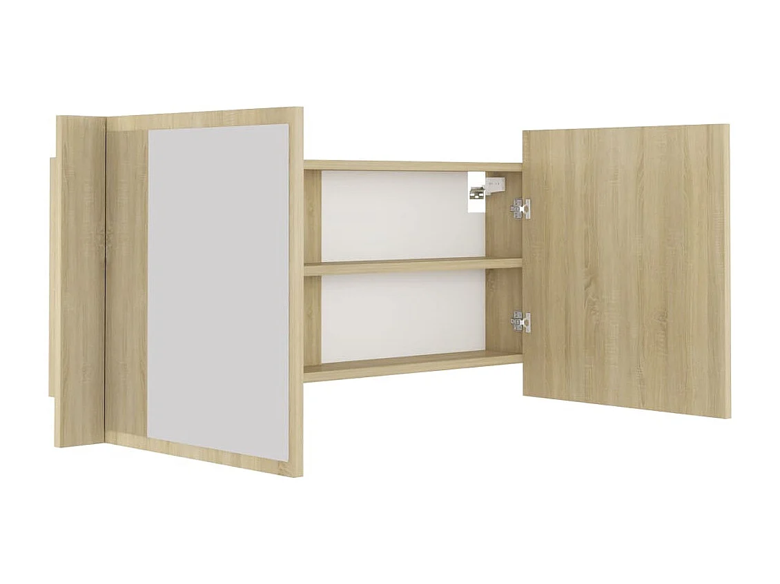 Armario espejo de baño LED acrílico roble Sonoma 100x12x45 cm ES811410
