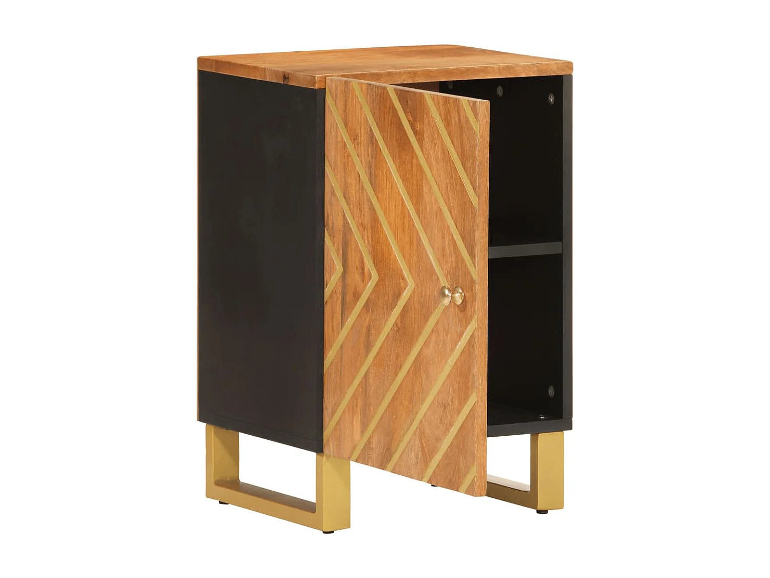 Armoire bain marron et noir 38x33,5x58 cm bois massif manguier FR81211