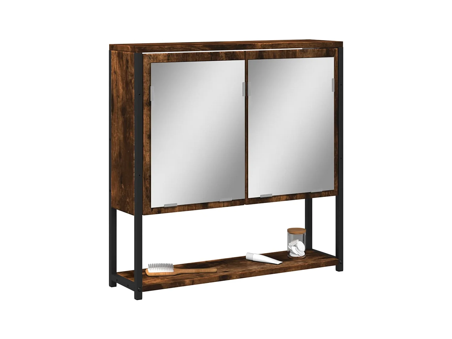 Armoire à miroir de salle de bain chêne fumé bois d’ingénierie FR53415