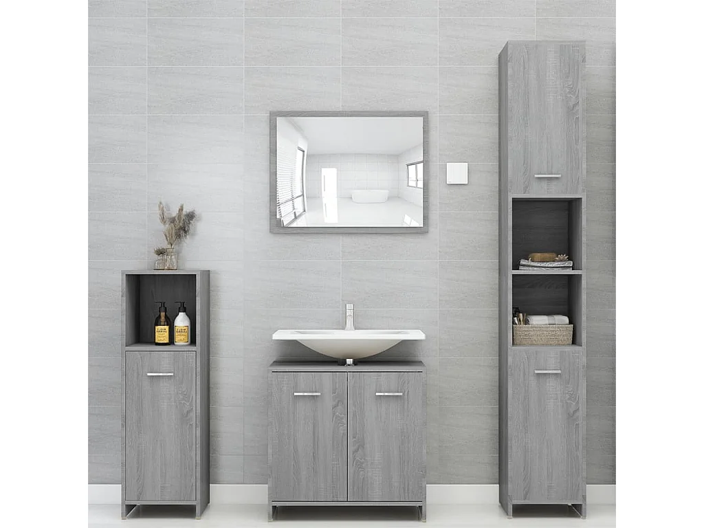 Armoire de bain Sonoma gris 30x30x95 cm Bois d'ingénierie FR97711