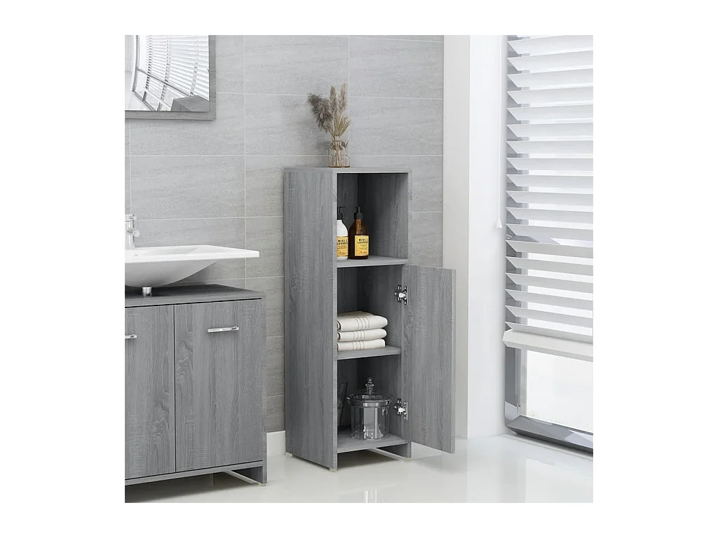 Armoire de bain Sonoma gris 30x30x95 cm Bois d'ingénierie FR97711