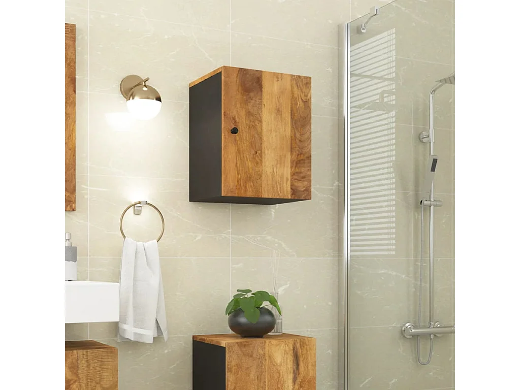Armoire de salle de bain murale 38x33x48cm bois massif manguier FR55214