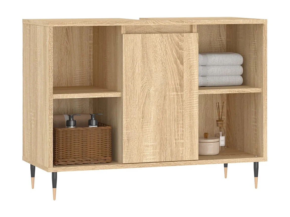 Armoire salle de bain chêne sonoma 80x33x60cm bois d'ingénierie FR93494