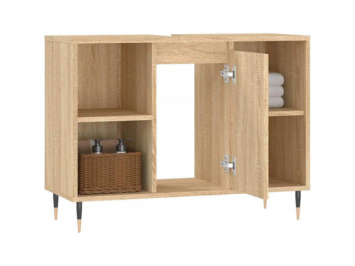 Armoire salle de bain chêne sonoma 80x33x60cm bois d'ingénierie FR93494