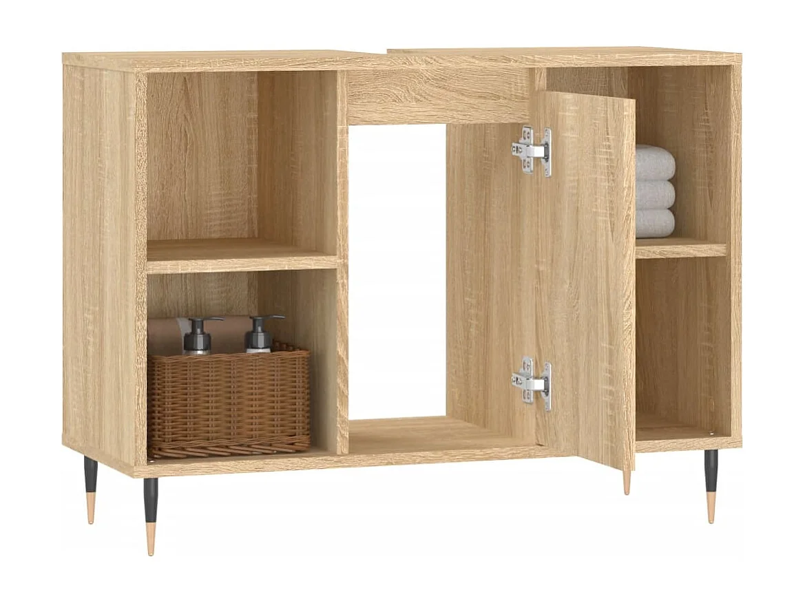 Badkamerkast 80x33x60 cm bewerkt hout sonoma eikenkleurig BE726177