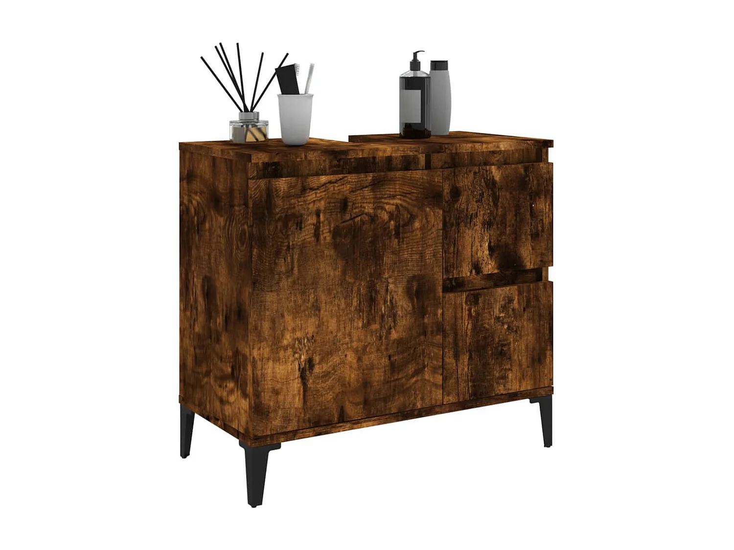 Armoire de bain chêne fumé 65x33x60 cm bois d'ingénierie FR16440