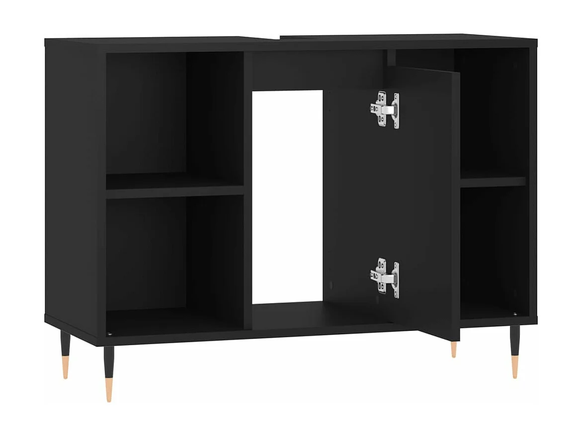 Armário de casa de banho 80x33x60 cm derivados de madeira preto PT813945