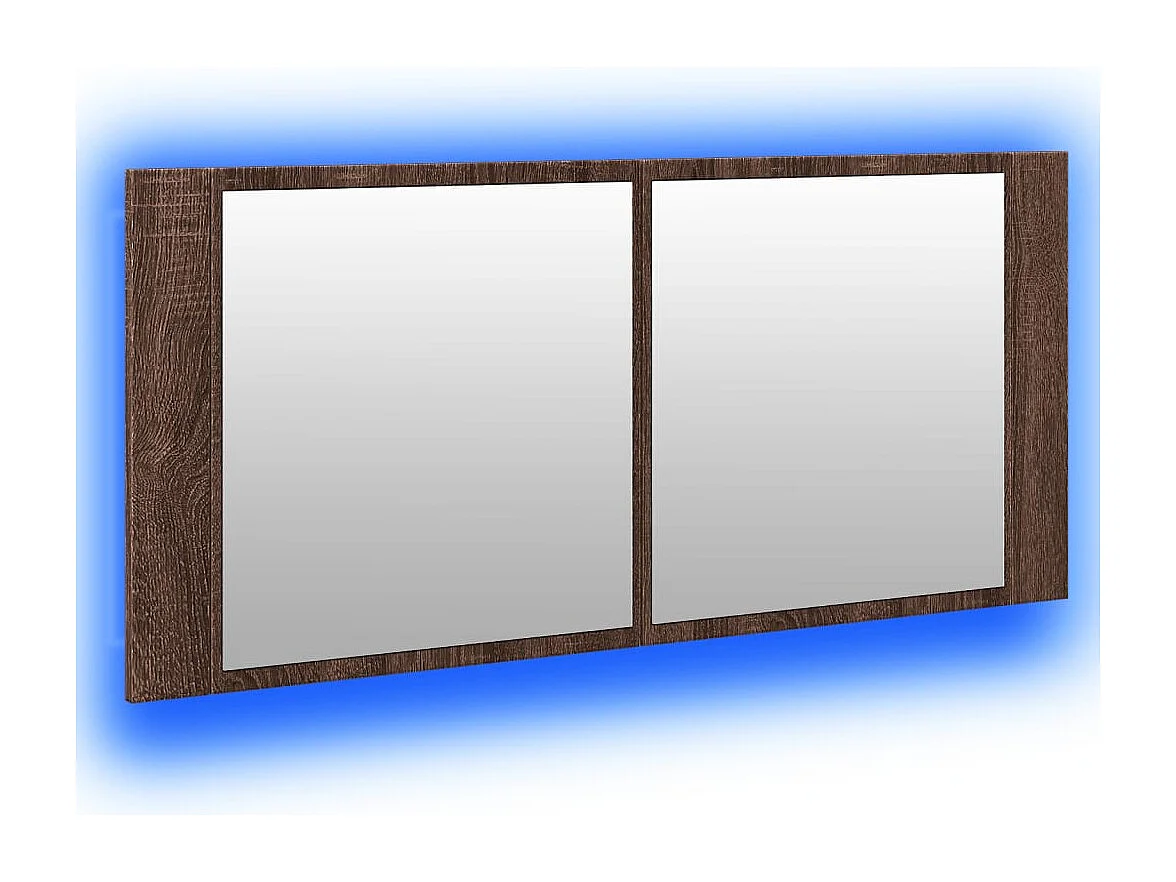 Armoire à miroir à LED de bain chêne marron 100x12x45 cm FR67681