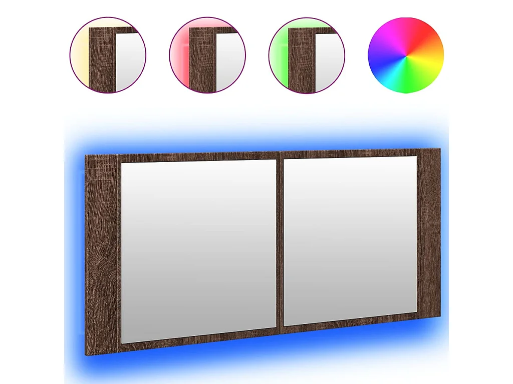 Armoire à miroir à LED de bain chêne marron 100x12x45 cm FR67681
