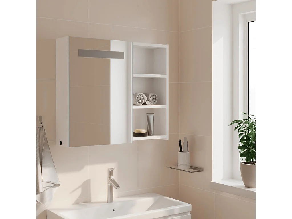 Armoire de salle de bain à miroir avec LED blanc 60x13x52 cm FR81385